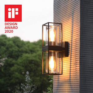 Black porch wall sconce industrial wall light fixture with glass shade