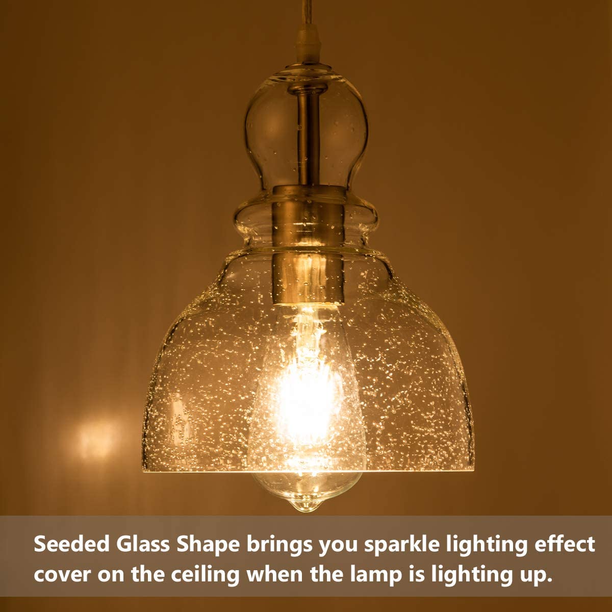 Plug in seeded glass pendant light