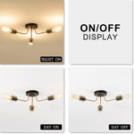 3 light industrial semi flush mount ceiling light adjustable ceiling lamp with gold and black finish