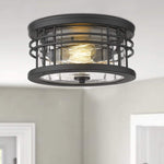 2-Light Farmhouse Semi Ceiling Light Fixture black industrial ceiling lamp