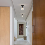 Mini Semi Flush Mount Ceiling Light seeded glass ceiling light fixture with black finish