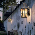 Garden wall lantern outdoor wall mount light fixture with seeded glass shade