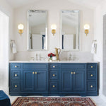 Mid-Century single wall lights bedroom in Brass wall light sconces with Globe  glass