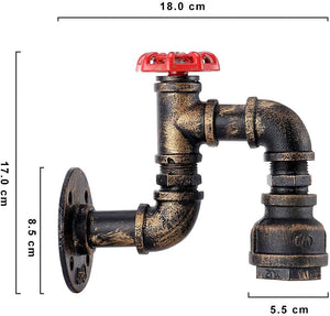 Industrial vintage steampunk water pipe wall sconce