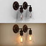 Antique arm wall sconce industrial farmhouse wall light fixture with glass shade