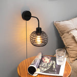 2 pack plug in wall sconce rust industrial cage wall lamp