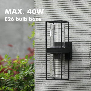 Black porch wall sconce industrial wall light fixture with glass shade