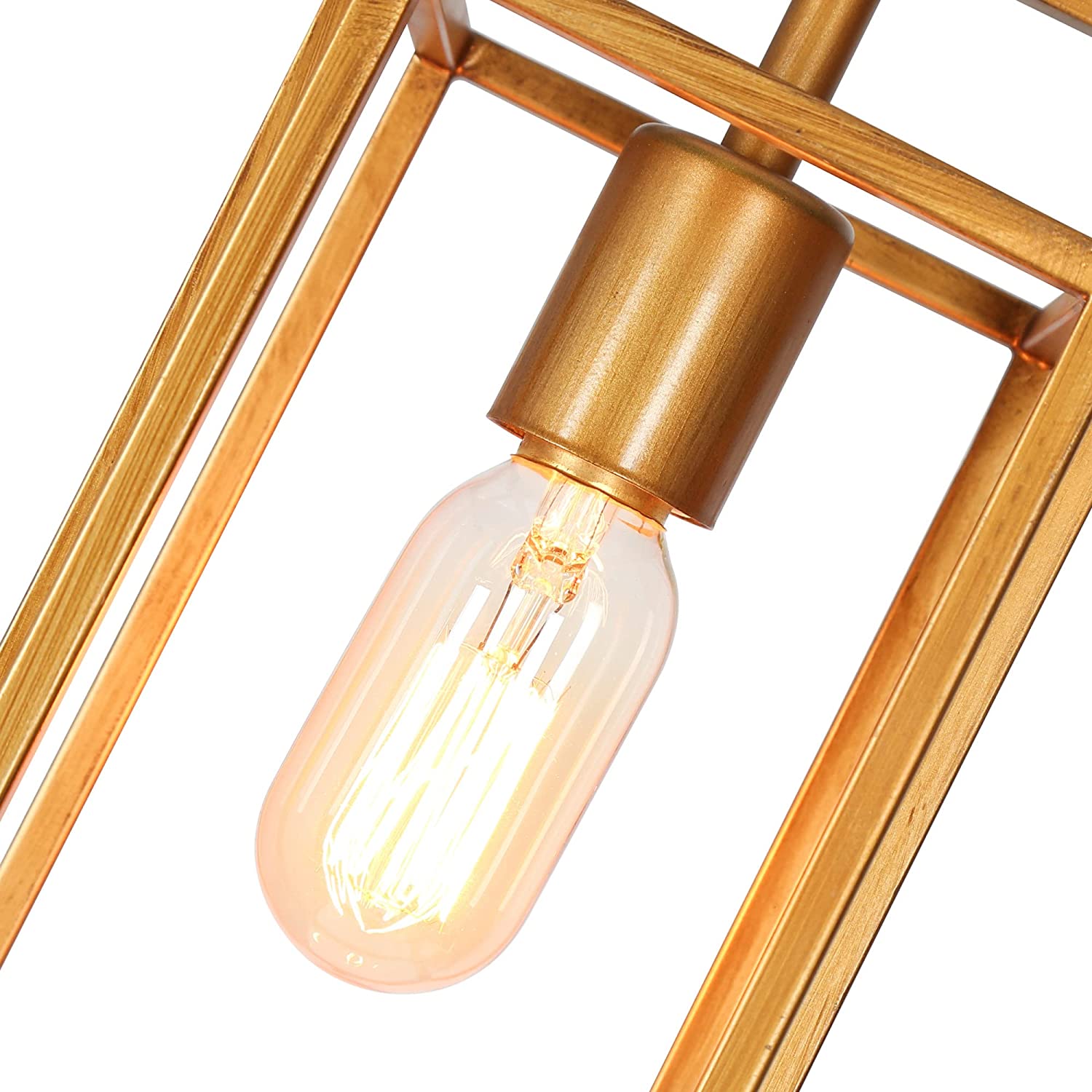 Modern gold pendant light vintage cage rectangle hanging light fixture