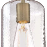 Antique brass glass pendant light with Clear Textured Glass