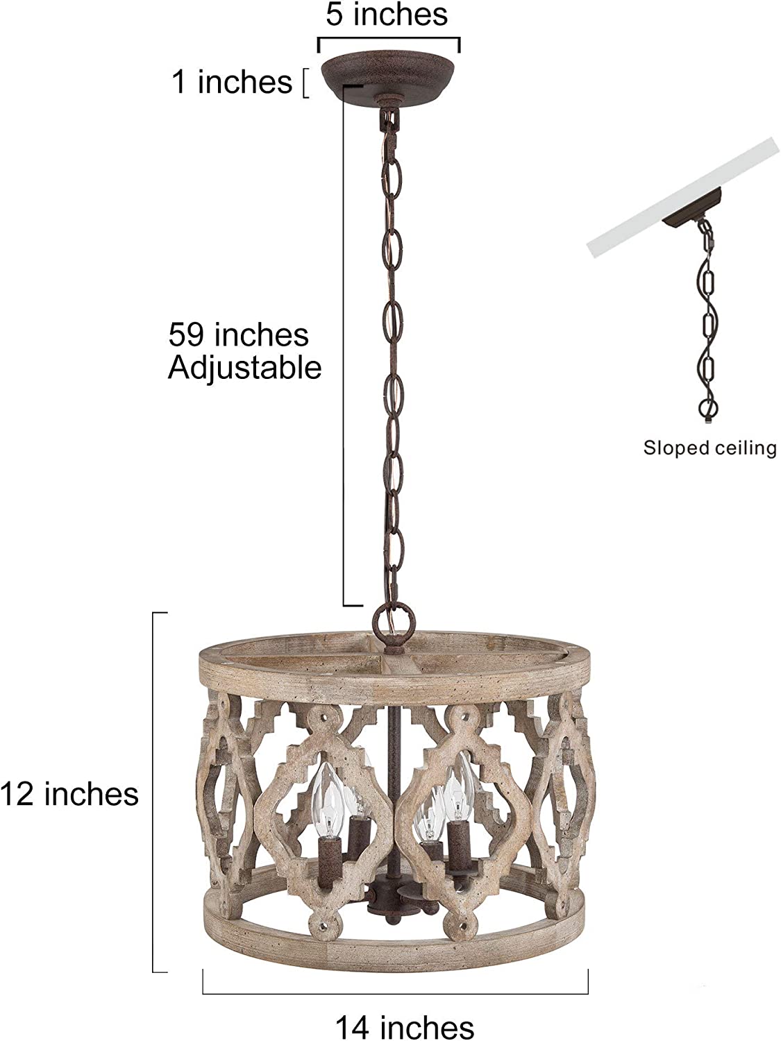 4 light vintage chandelier farmhouse wood kitchen island pendant light