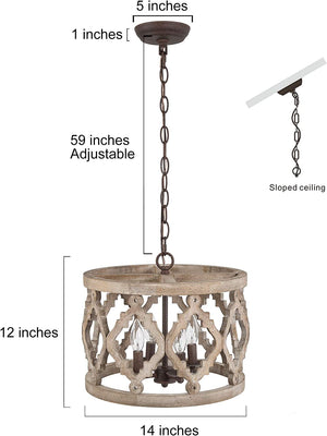4 light vintage chandelier farmhouse wood kitchen island pendant light