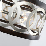 Wood and silver chrome chandelier farmhouse circle hanging pendant lamp
