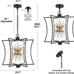 6 light black and gold chandelier sputnik dining pendant light