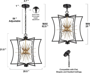 6 light black and gold chandelier sputnik dining pendant light