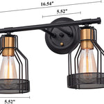 2 light vanity industrial cage wall sconce light