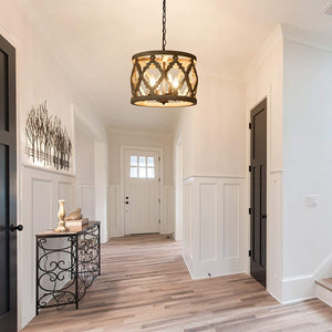 4 light vintage chandelier farmhouse wood kitchen island pendant light