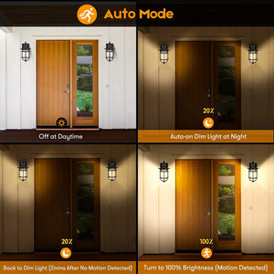 Black outdoor sensor light motion sensor detection outdoor lights with seeded glass shade