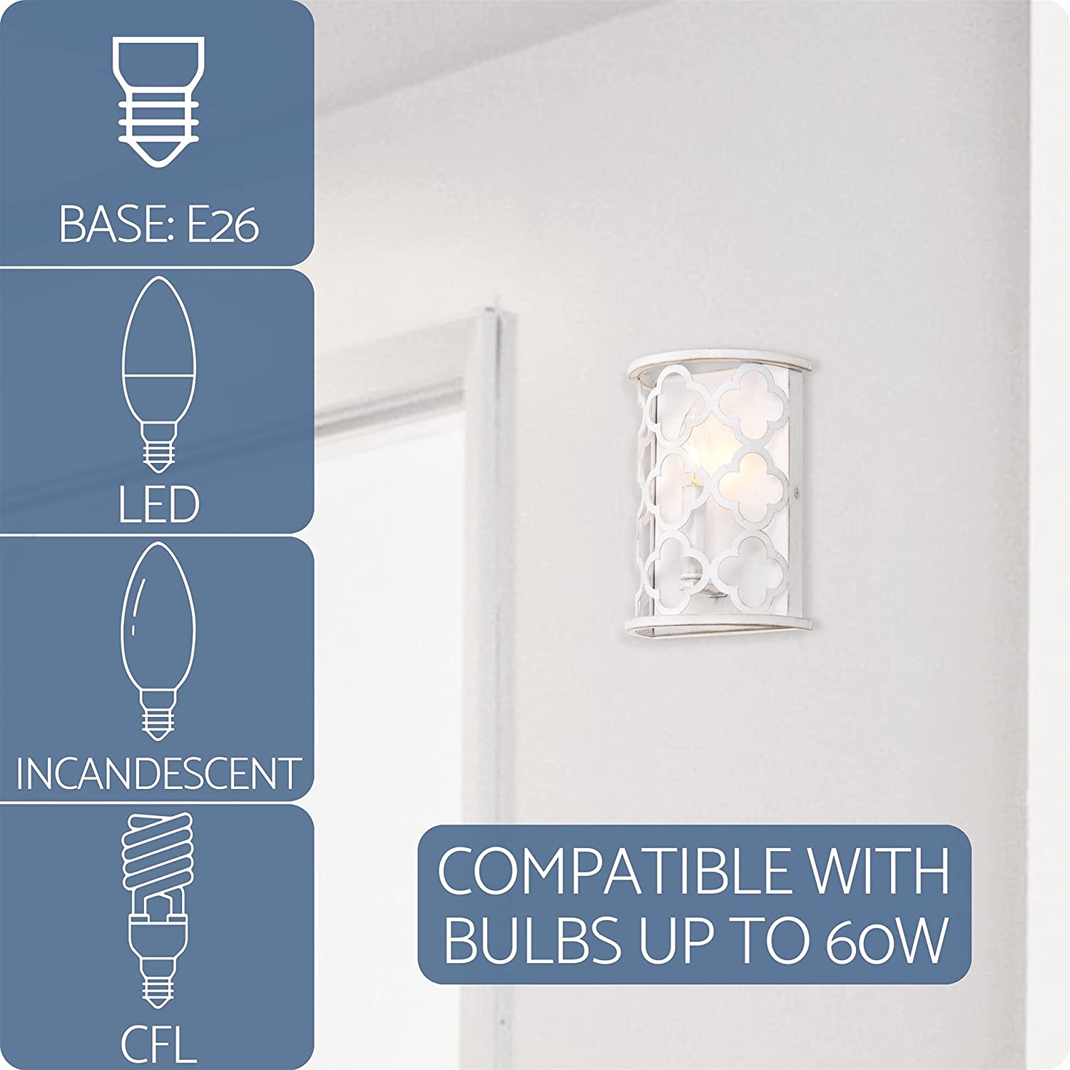 Modern simplicity wall light white frame wall fixture