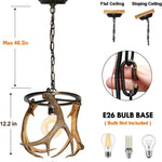 Industrial antler chandelier resin pendant light fixture