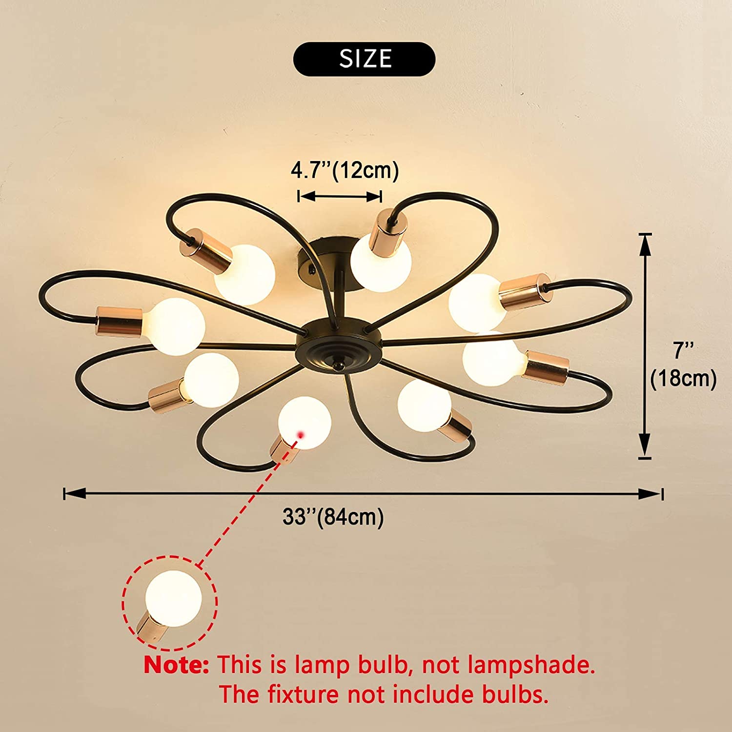 8 light modern semi flush ceiling light sputnik metal ceiling lighting