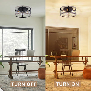 3 light rust ceiling light fixture industrial cage semi flush mount ceiling lamp farmhouse lighting