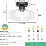Farmhouse Semi Flush Mount Close to Ceiling Lights industrial black ceiling lighting fixture with glass shade