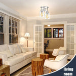 3 light close to ceiling light fixture semi flush mount ceiling lamp with nickel finish