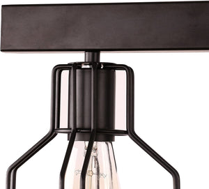 5 light vintage industrial black Island fixture, glass chandelier