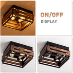 2 light farmhouse flush mount ceiling light wood rust flush mount light fixture