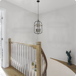 4 light lantern pendant light adjustable chandelier with wood style and black finish
