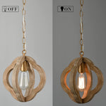 Industrial wood chandelier farmhouse rust pendant light brown wood pendant lamp