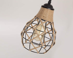 Hemp rope lantern pendant light vintage kitchen island lighting
