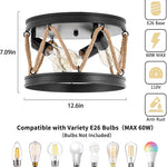 3 light rope ceiling light fixture industrial farmhouse flush mount ceiling light