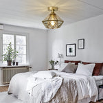 Vintage brass ceiling light fixture retro semi flush mount ceiling lamp