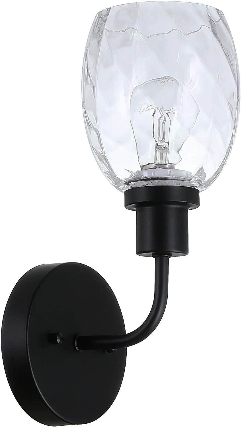 2 pack black arm wall light glass wall sconce with glass shade