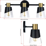 3 Lights vanity wall lightfixture black and gold Glass wall lighting