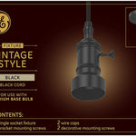 Mini lamphoder pendant light black  single light with cord