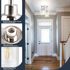3 light close to ceiling light fixture semi flush mount ceiling lamp with nickel finish