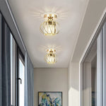 Crystal ceiling lamp gold small close to ceiling light fixturec