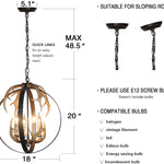 Globe antler light fixtures farmhouse black pendant lamp