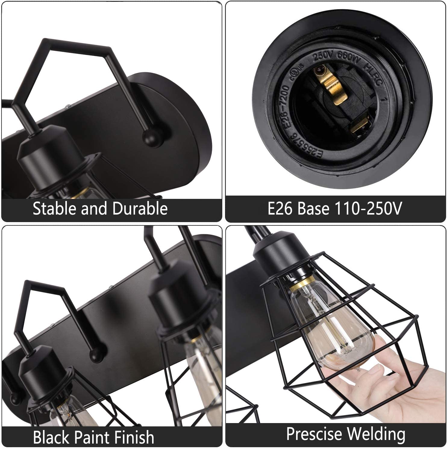 3 light rustic wall light black cage wall light fixture