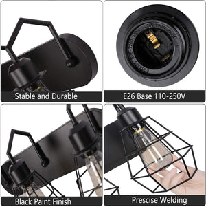 3 light rustic wall light black cage wall light fixture