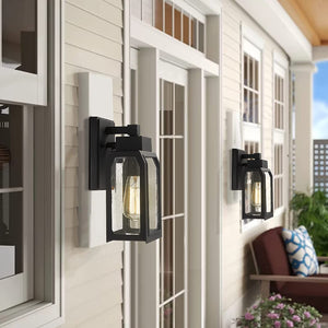 Black porch lights outdoor with seeded glass industrial exterior wall lighting fixture