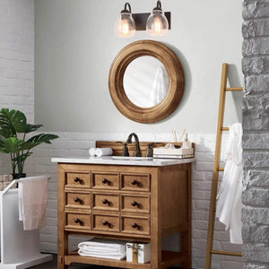 2 light vanity wall light with seeded glass farmhouse black wall sconce lighting brown bathroom lights over mirror
