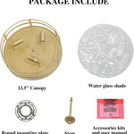 Gold Modern Flush Mount Ceiling Light Fixture Water Ripple Glass shade ceiling lamp