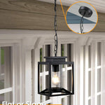 Industrial outdoor pendant light glass adjustable hanging lamp with black finish