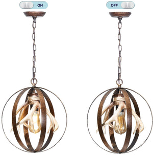 Globe Antler pendant light fixture vintage farmhouse chandelier