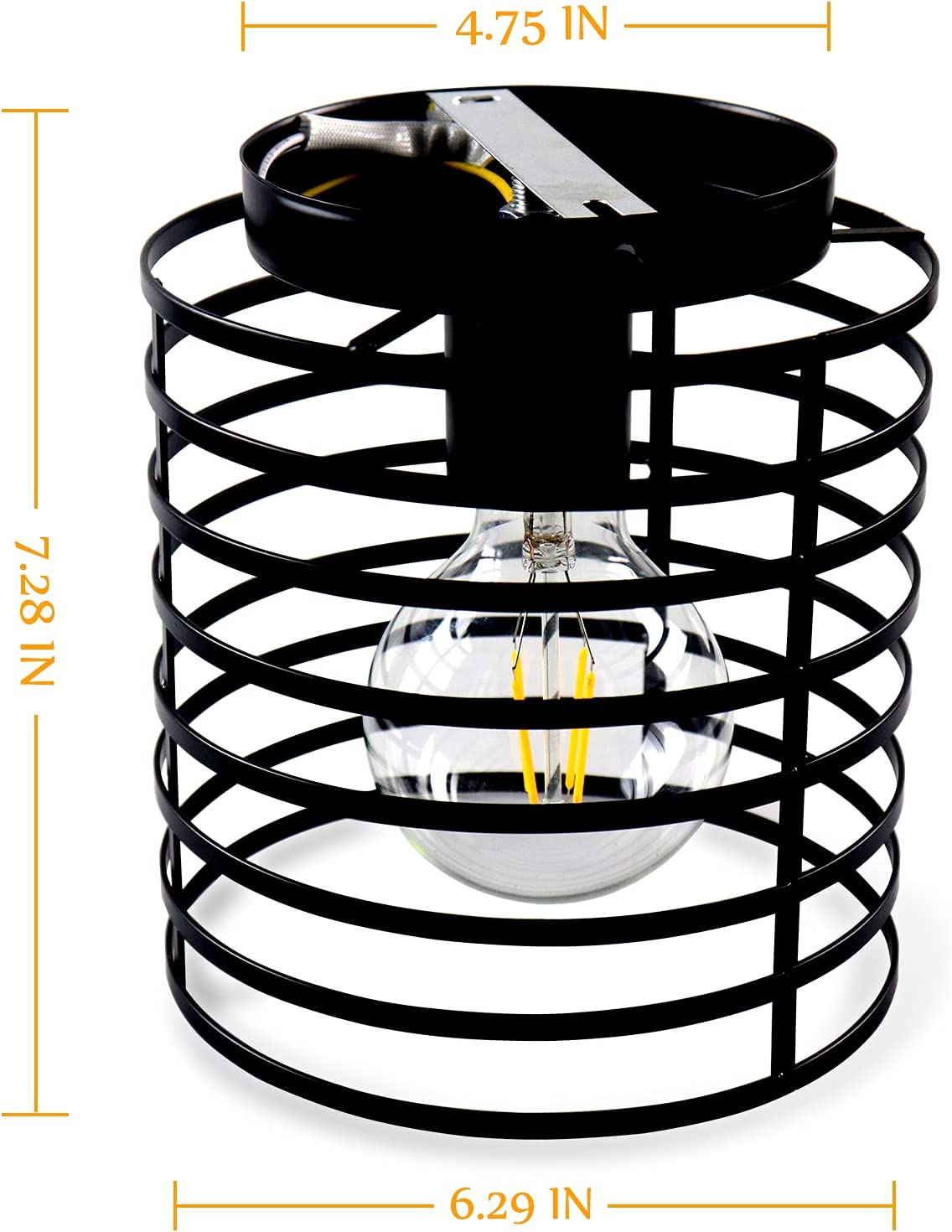 Small cage ceiling light fixture rust black industrial ceiling lamp