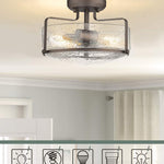 Farmhouse vintage close to ceiling light fixture with seeded glass shade