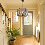6 light wood chandelier rust farmhouse pendant light fixture